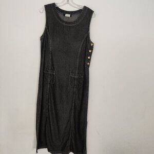 ABK Vintage Women's Maxi Dress Size 10 Gray 100% Tencel Lyocell 90s Style Goth